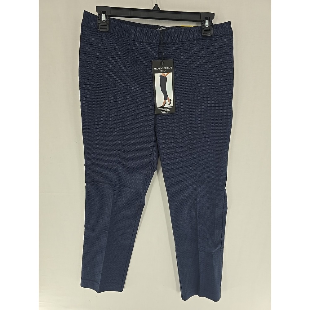 Mario Serrani Italy Women's Slim Fit Pants Navy Medallion 6x27 NWT